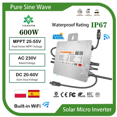 Micro-onduleur solaire 600 W à deux MPPT, WiFi