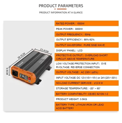 Onduleur 1500 W pur sinus 12 V vers 220 V – image 2
