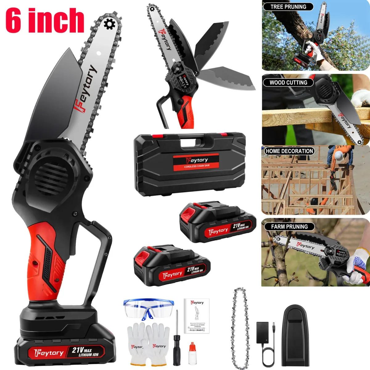Tronçonneuse sans fil 15 cm à batterie 21 V